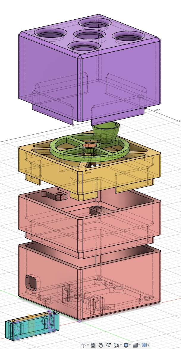 The design of the case in a CAD software