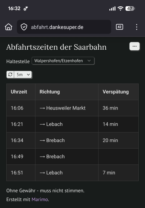 Screenshot der Web-App.